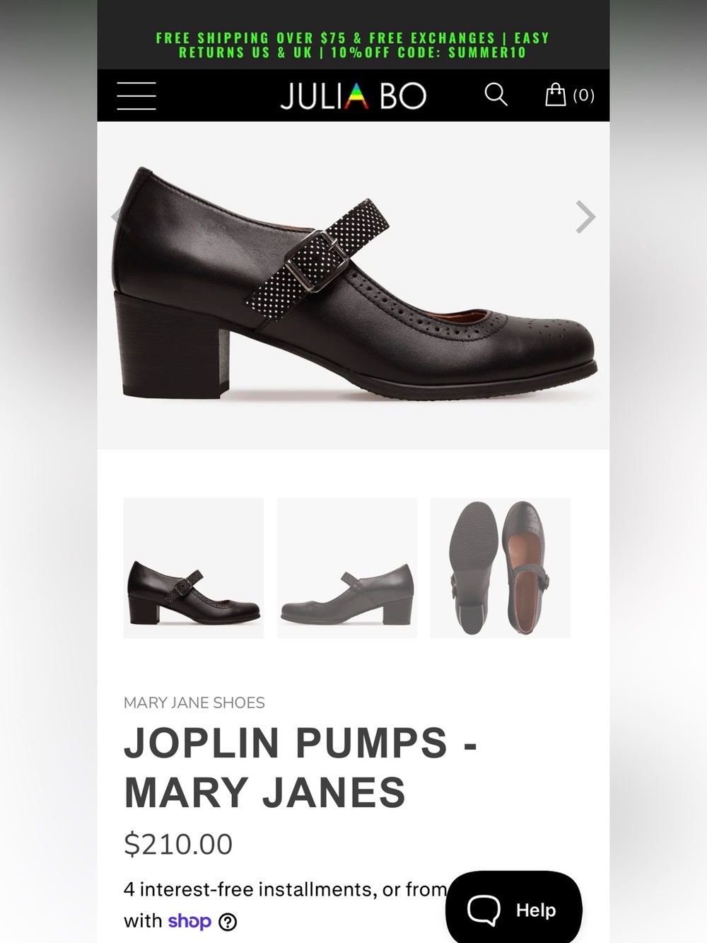 Julia Bo Joplin Mary Jane Shoes Size 6.5 7 Leather Polka Dot Black White Heels